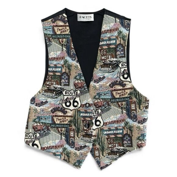 Route 66 Vest S/M Car Show Cruise Night Auto Motorcycle Biker Casual USA Unisex - Picture 1 of 9